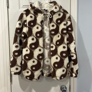Preloved neutral colors yin yang brown in S sweater jacket pac sun